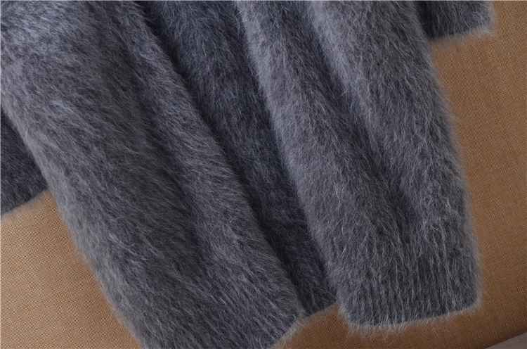 Женский кардиган из шерсти Ангорского Кролика теплый вязаный свитер норки