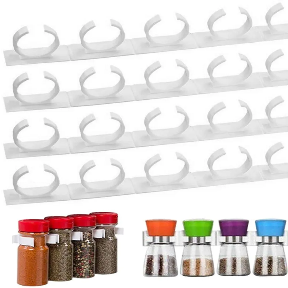 

Настенные стеллажи для бутылок с ингредиентами, специями, для дома, кухни, компактные пластиковые зажимы шкаф-органайзер для кухни, кухонны...