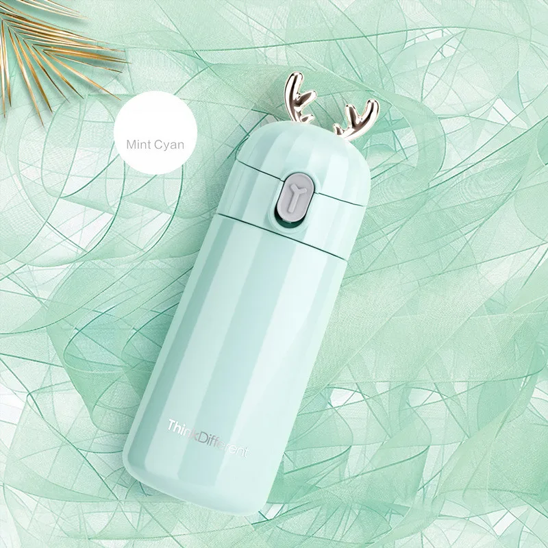Bpa-free 270 мл милые 304 Термосы Из Нержавеющей Стали, двухслойные термосы с ушами оленя, термос, Дамская термальная бутылка для воды