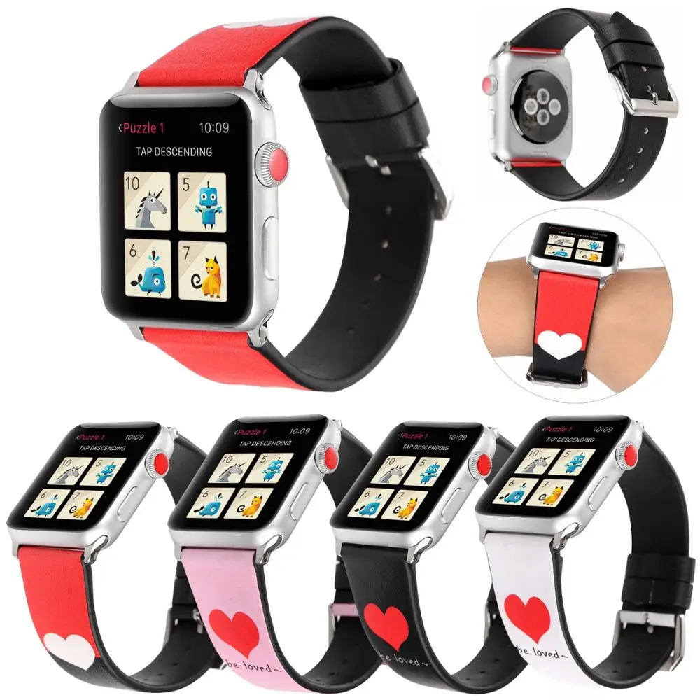 Натуральная кожа ремешок для наручных часов Apple Watch 42/38/44/40 мм с узором в виде