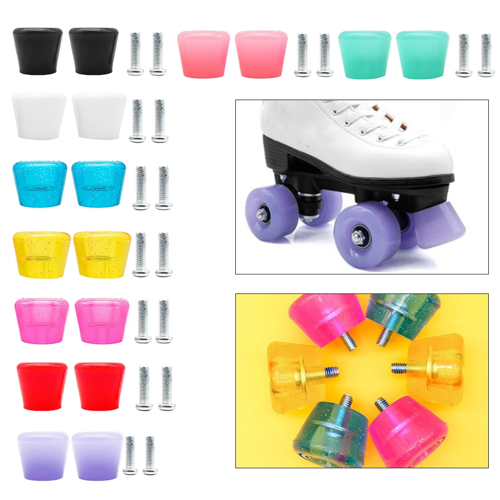 

2 Pieces Roller Skate Toe Stoppers Set Roller Skate Toe Stop Brakes with Screws for Inner Skate Stopper