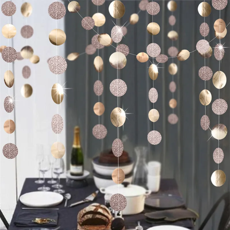 

4M Paper Star Birthday Party Decoration Supplies Round Garland Rose Gold Hanging Banner Flag DIY Adult Kids Wedding Home Decor