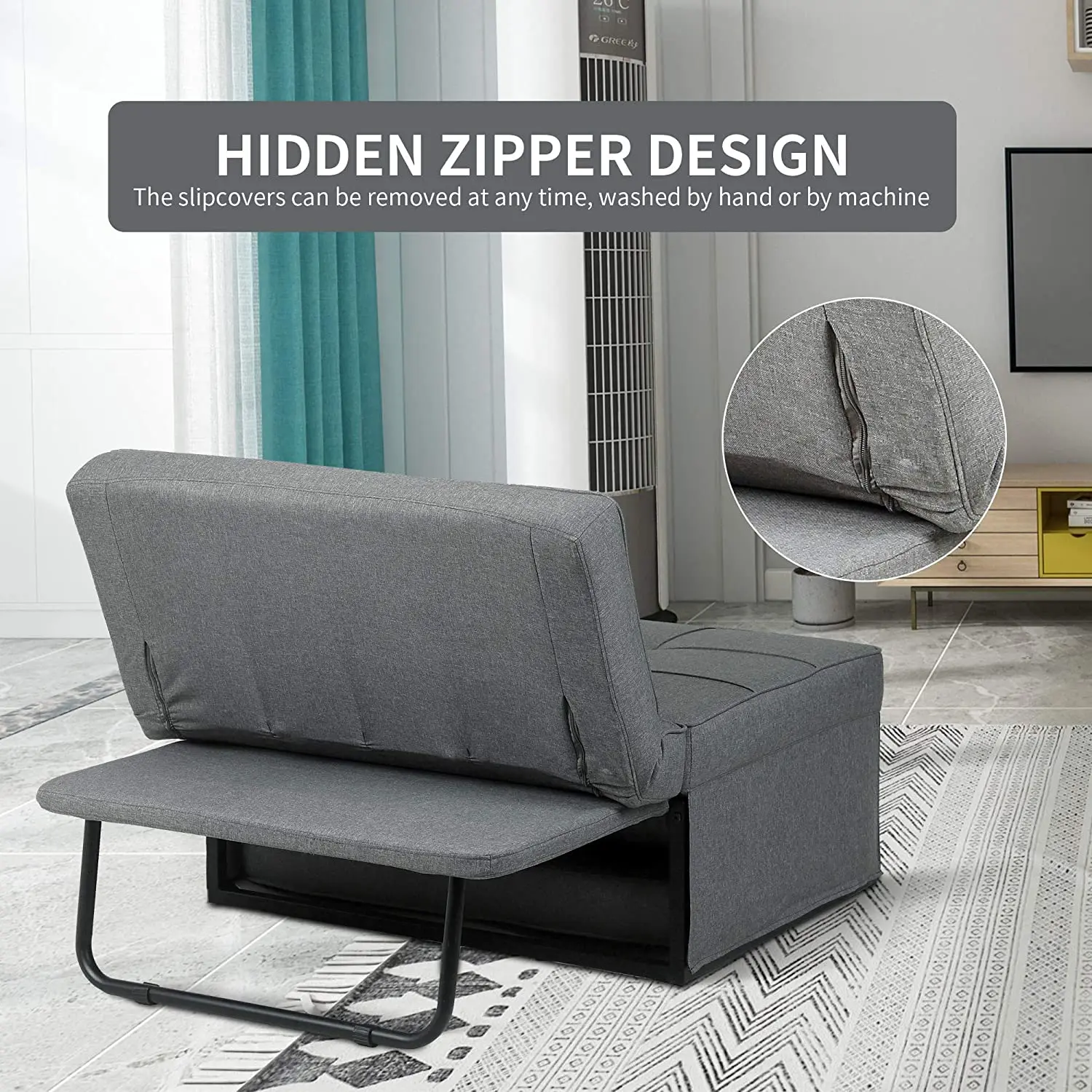 Sofa Bed 4 in 1 Multi Function Folding Ottoman Sleeper Modern Convertible Chair Adjustable Backrest Couch for | Мебель