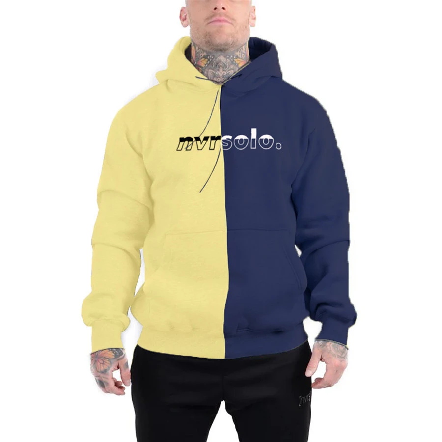 

Men hoodie Sweatshirts Mens cotton Stitching color Casual Hooded Jacket Man Fitness fashion Jogger Workout Sportswear Tops