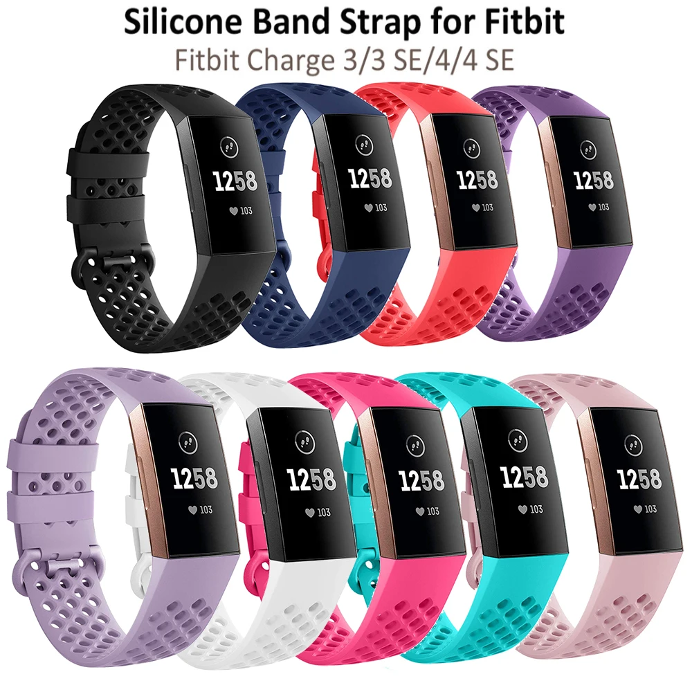 Силиконовый браслет для Fitbit Charge 3 с 4 отверстиями воздуха дышащий ремешок
