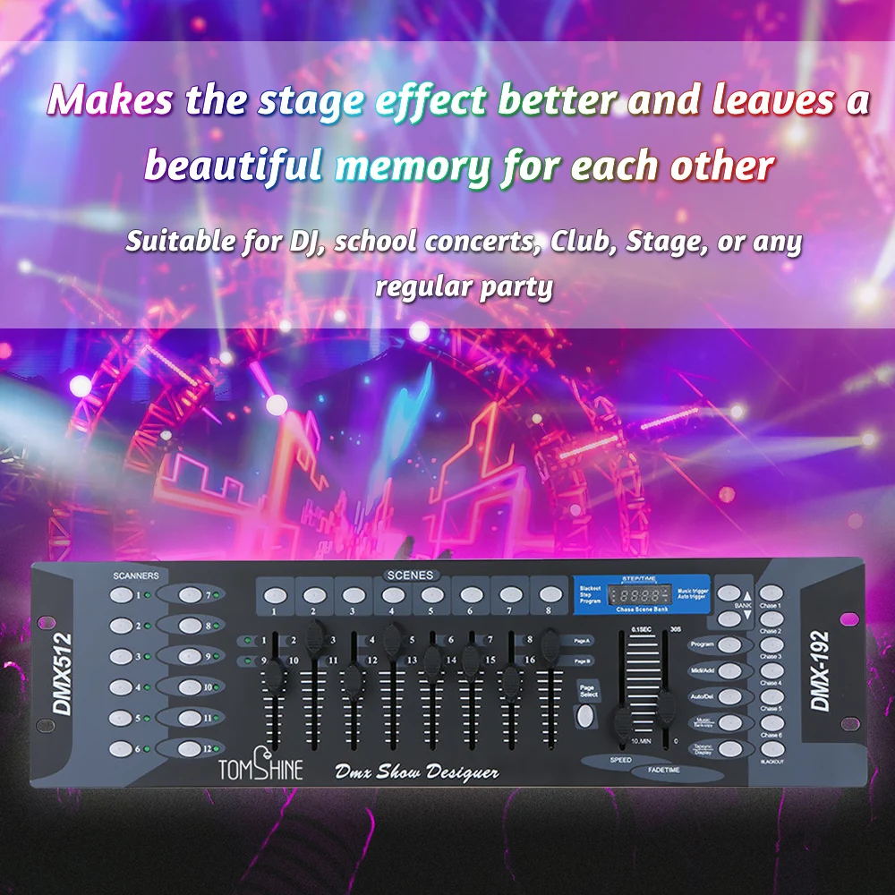 

192 Channels DMX512 Light Controller Show Designer Console For Stage Light DJ Party Stylish Disco Equipment
