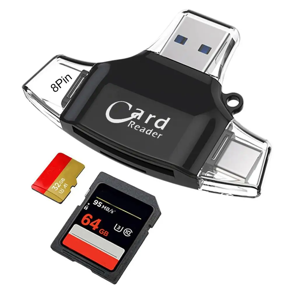 Картридеры 4 в 1 Micro USB Type-C TF безопасный цифровой картридер OTG адаптер для iPhone |