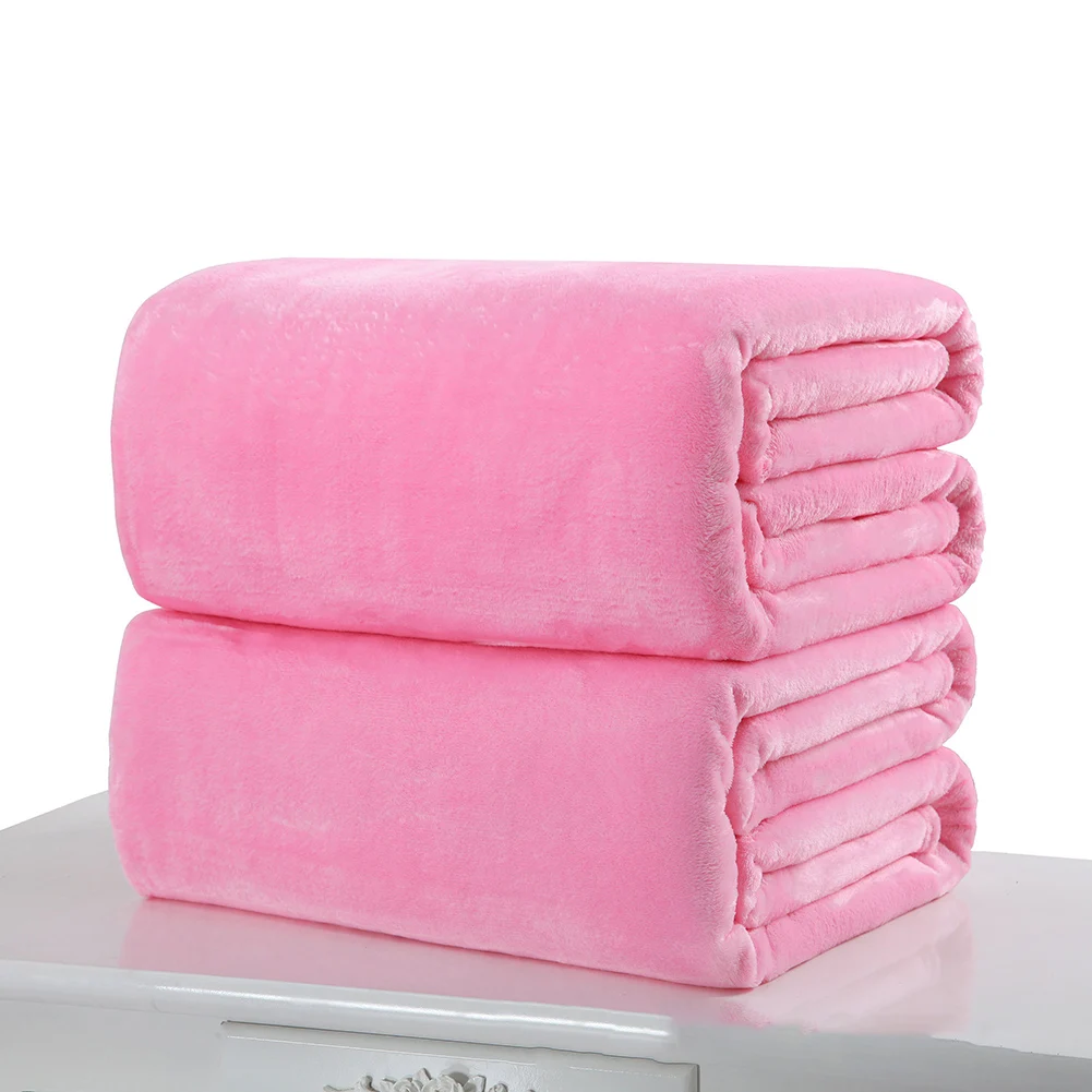 Soft Warm Solid Color Coral Fleece Flannel Blanket Bedspread Cover Winter Sheets Blankets Sofa Office Home Textile 50*70cm | Дом и сад