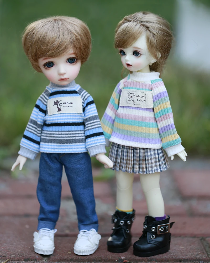

BJD doll clothes suitable for 1-6 size YOSD long-sleeved sweet striped sweater daily all-match rainbow top doll accessories