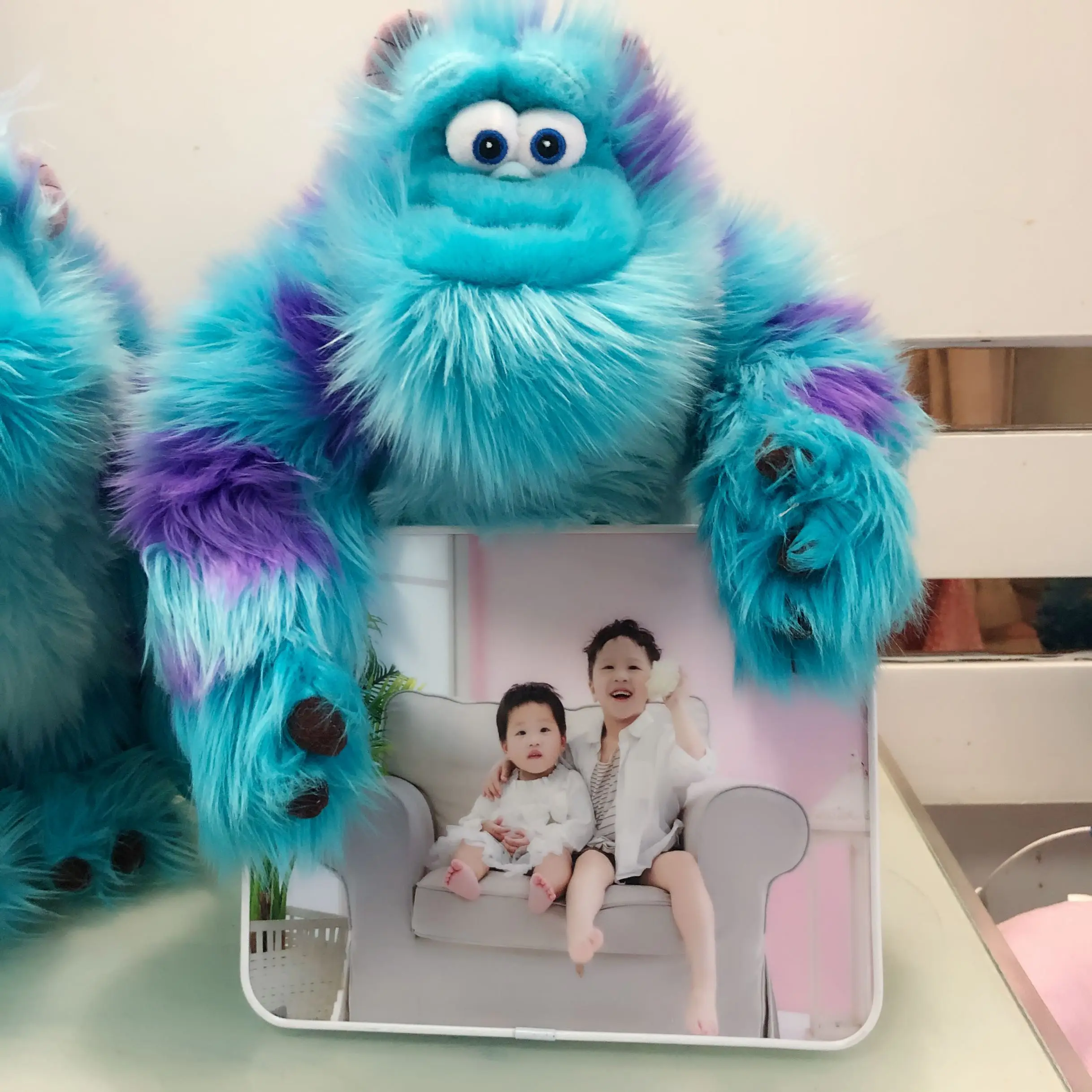 

Original DISNEY Monsters Inc. Fluffy Long Hair James P. Sullivan Plush Stuffed Toy Dolls High Quality Home Bedroom Decor 38cm