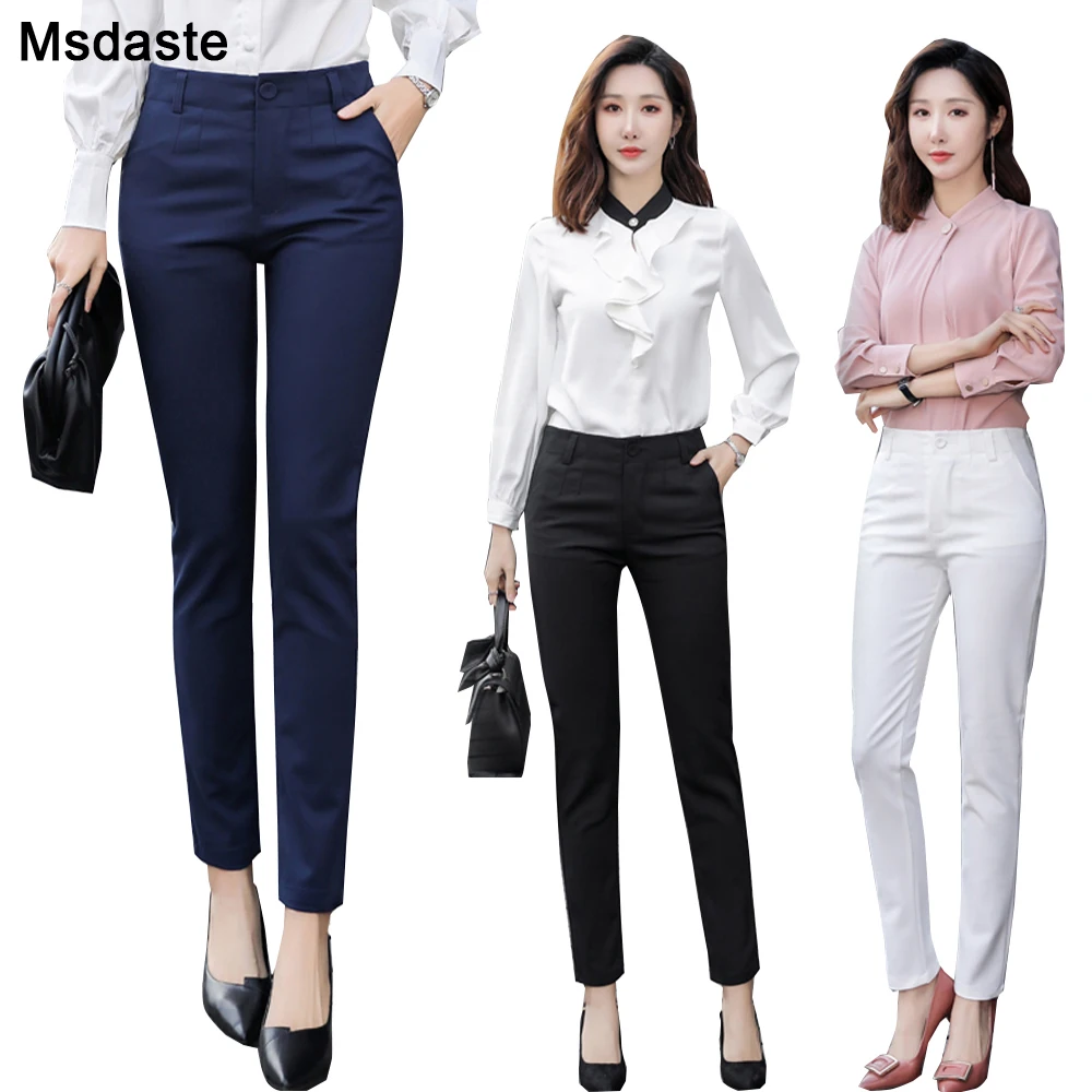 

Pencil Pants Women 2020 Spring High Waist Female Formal Trousers Casual Pantalones Solid Workwear Stretchy Slim Woman Trousers