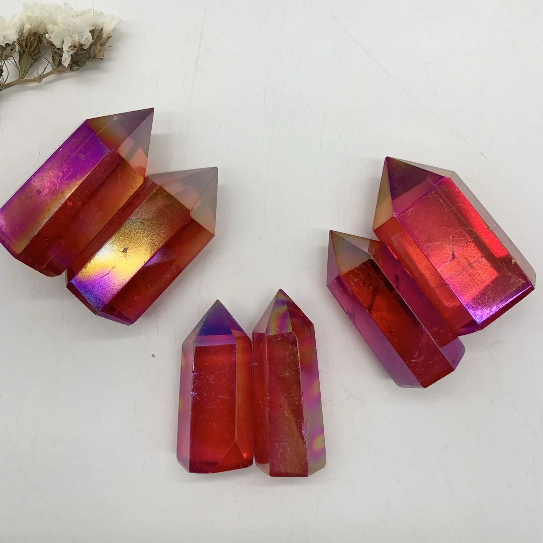 Красный титановый обелиск Aura Lemurian 40-50 мм кристальная палочка исцеляющая Кристалл
