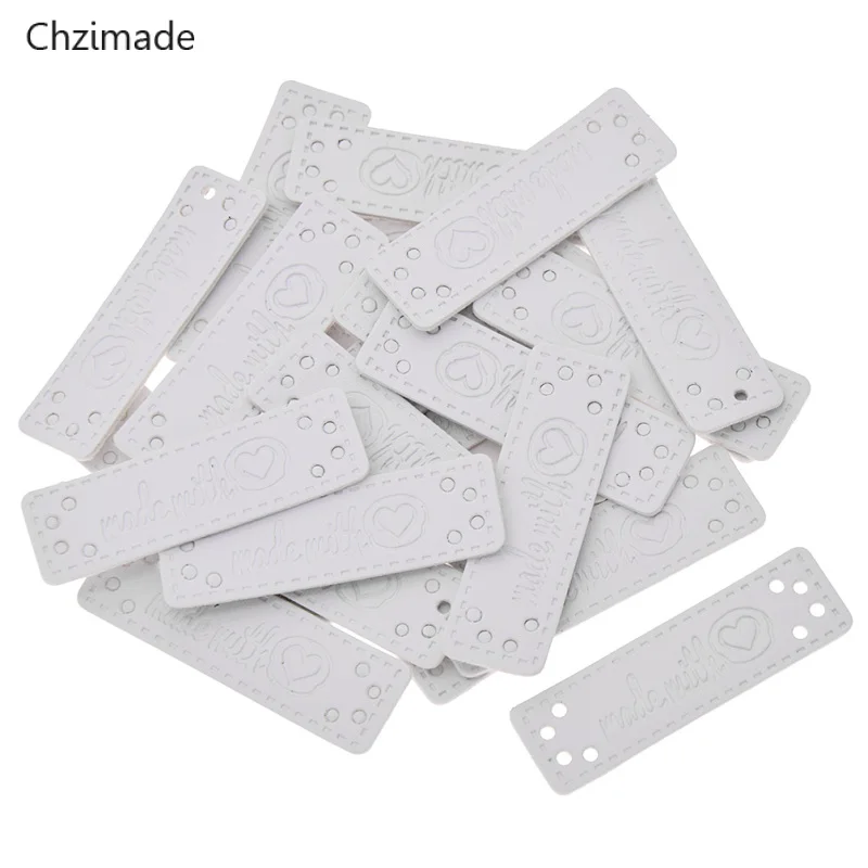 24 шт./лот одежда ручной работы белого цвета из искусственной кожи этикетки джинсы