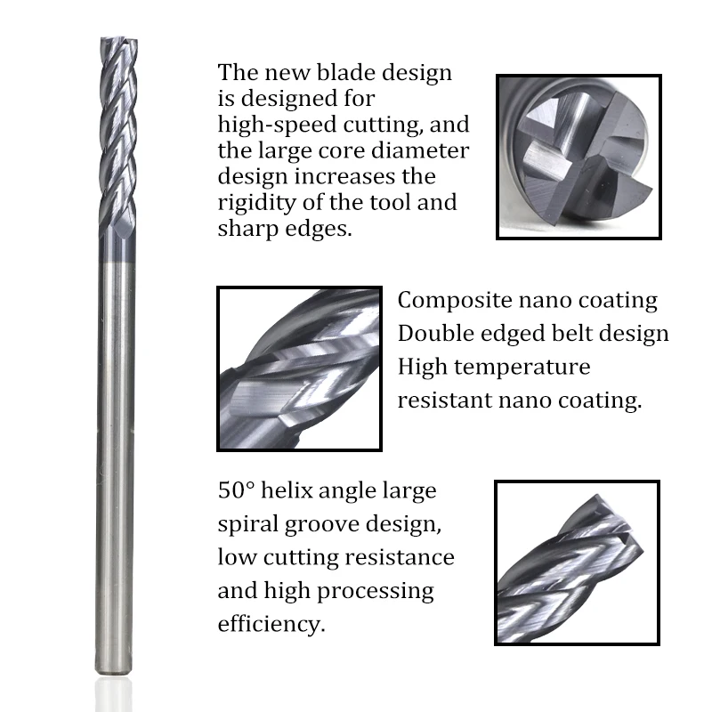 Carbide End Mill 100mm 4 Flute Milling Cutter Long Diameter 4/5/6/8mm CNC Machine Tools HRC 50 Spiral Mills | Инструменты