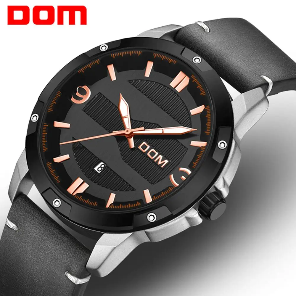 Часы DOM мужские водонепроницаемые брендовые Роскошные ультратонкие Простые