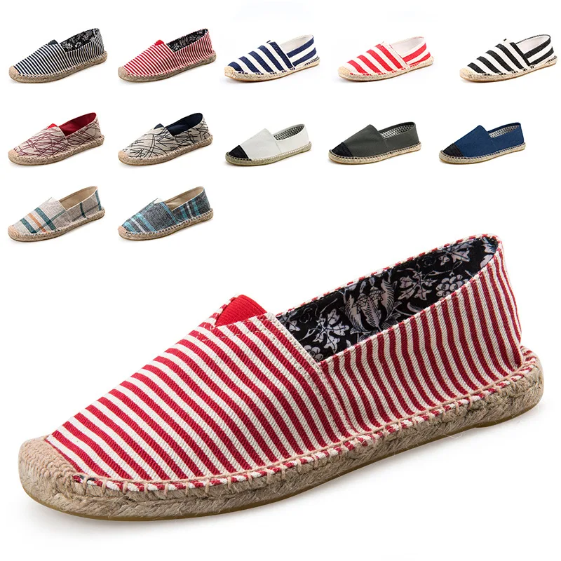 Туфли женские холщовые в рыбацком стиле эспадрильи полоску с пеньковой стелькой
