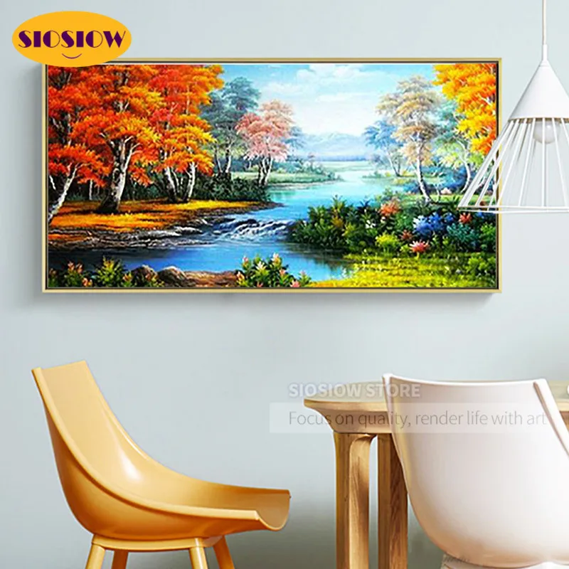 Алмазная 5d картина сделай сам пейзаж лес в осеннем стиле 3d вышивка крестиком