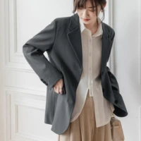 spring autumn three button women jacket korean loose style office lady blazers for women formal blaizer feminino blue grey
