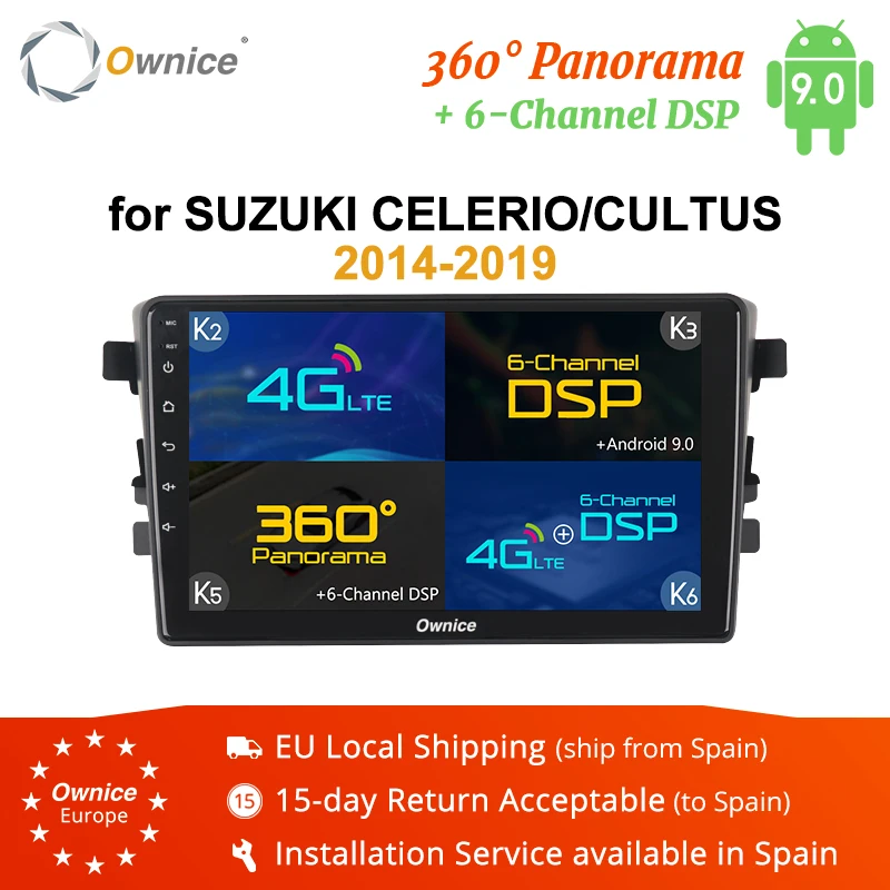 Автомобильный DVD-радиоприемник Ownice 8 ядер 4 Гб + 64 ГБ Android 9 0 K3 K5 K6 GPS для Suzuki Alto Celerio