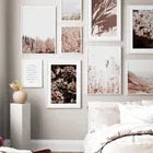 Настенная картина с изображением цветов, растений, пейзажа, минималистичный стиль, современные плакаты и принты для домашнего декора