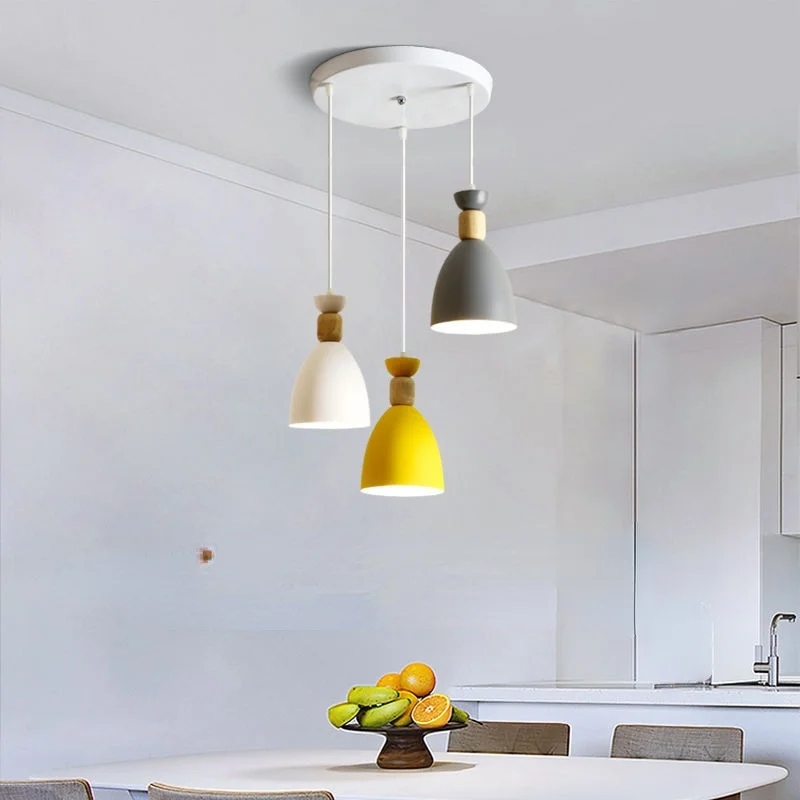 

Nordic Restaurant Chandelier Three-Head Macaron Personality Simple Modern Bar Lamp Home Creative Dining Room Dining Table Lamp