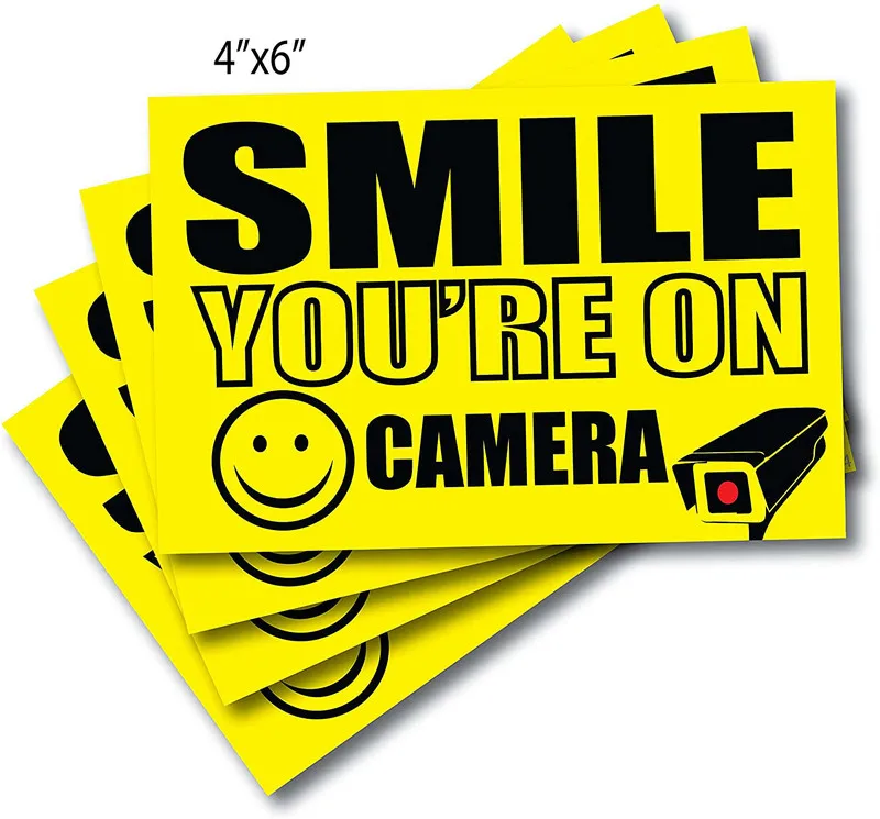 

4*6 дюймов, 4 шт., наклейки для камеры Smile You is On, виниловые наклейки