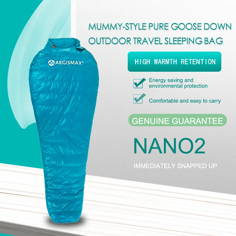 

AEGISMAX Nano2 Series Outdoor Camping Ultralight Mummy Goose Down Sleeping Bag Fully Lining Structure Strengthen Warmth