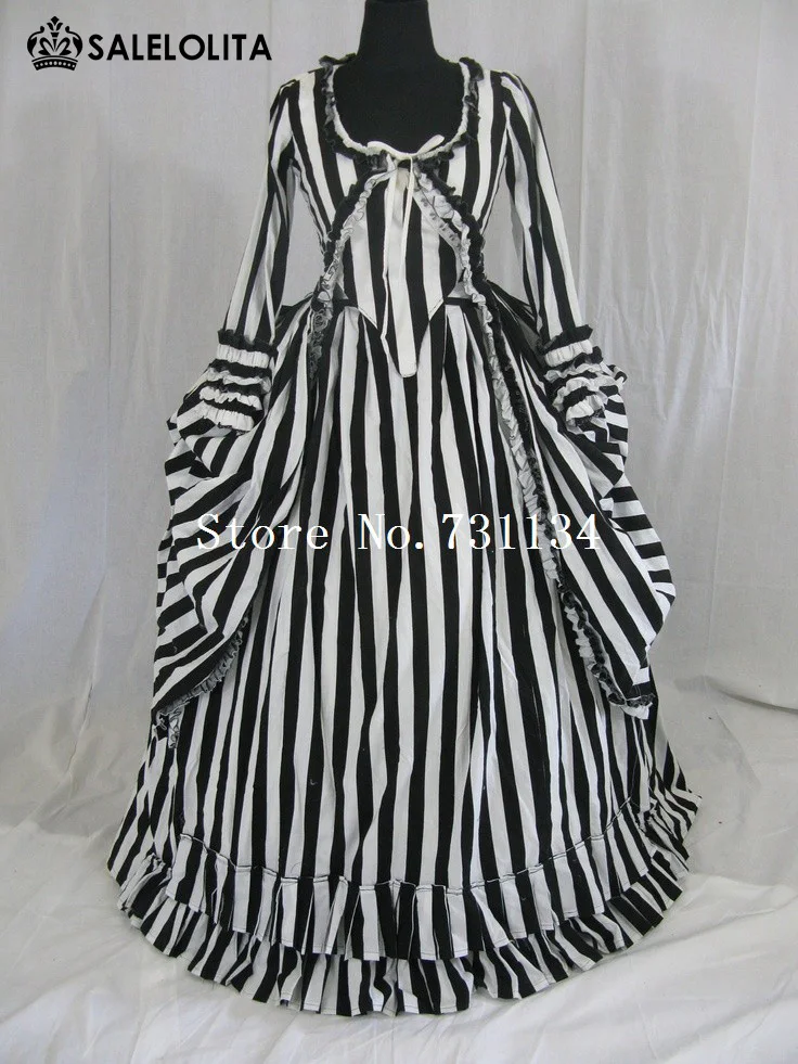 Новейшее платье Катрина сонное полое в стиле колонии полонез полоску готическое