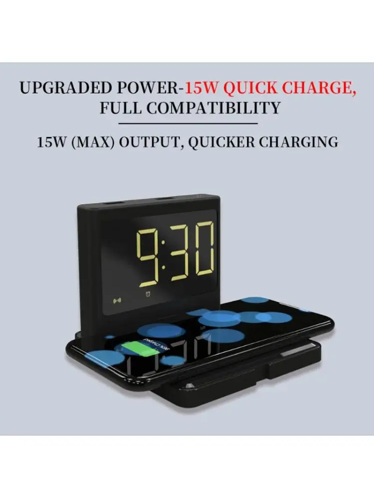 

Wireless Charging LED Display Alarm Clock With Sleep Timer 3-Level Dimmer 40JB