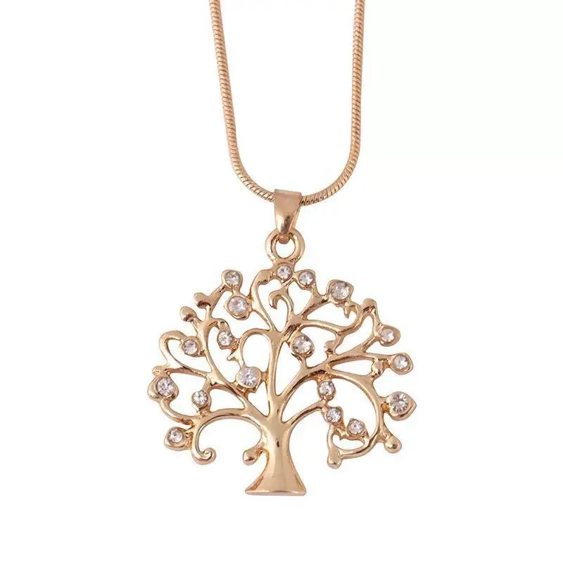 Ожерелье с подвеской Дерево жизни женское хрустальное круглое колье полым