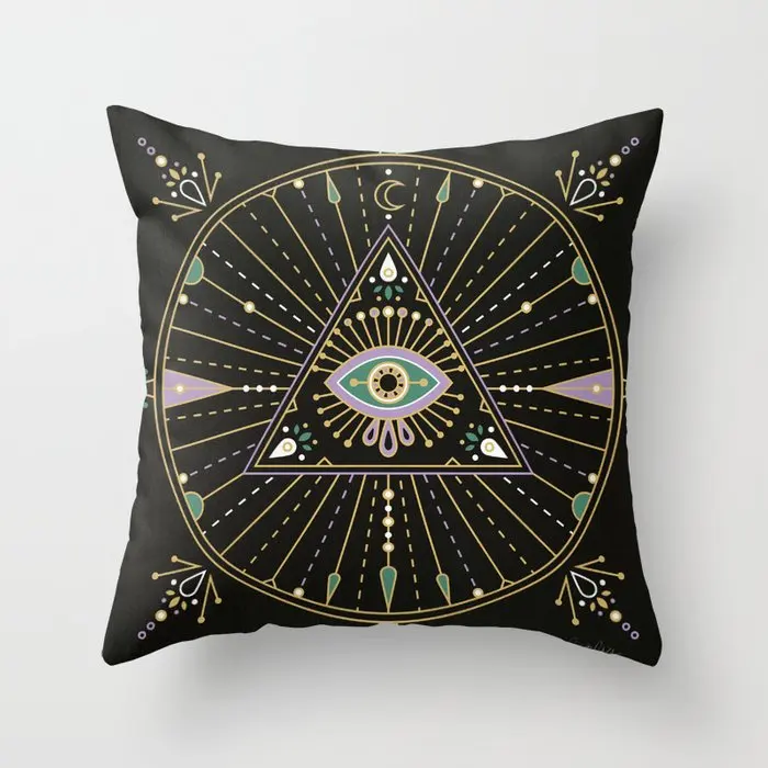 

Evil Eye Mandala Black Cushion Cover Decorative Pillow Cover Case Seat Car Home Decor Throw Pillowcase Decoration
