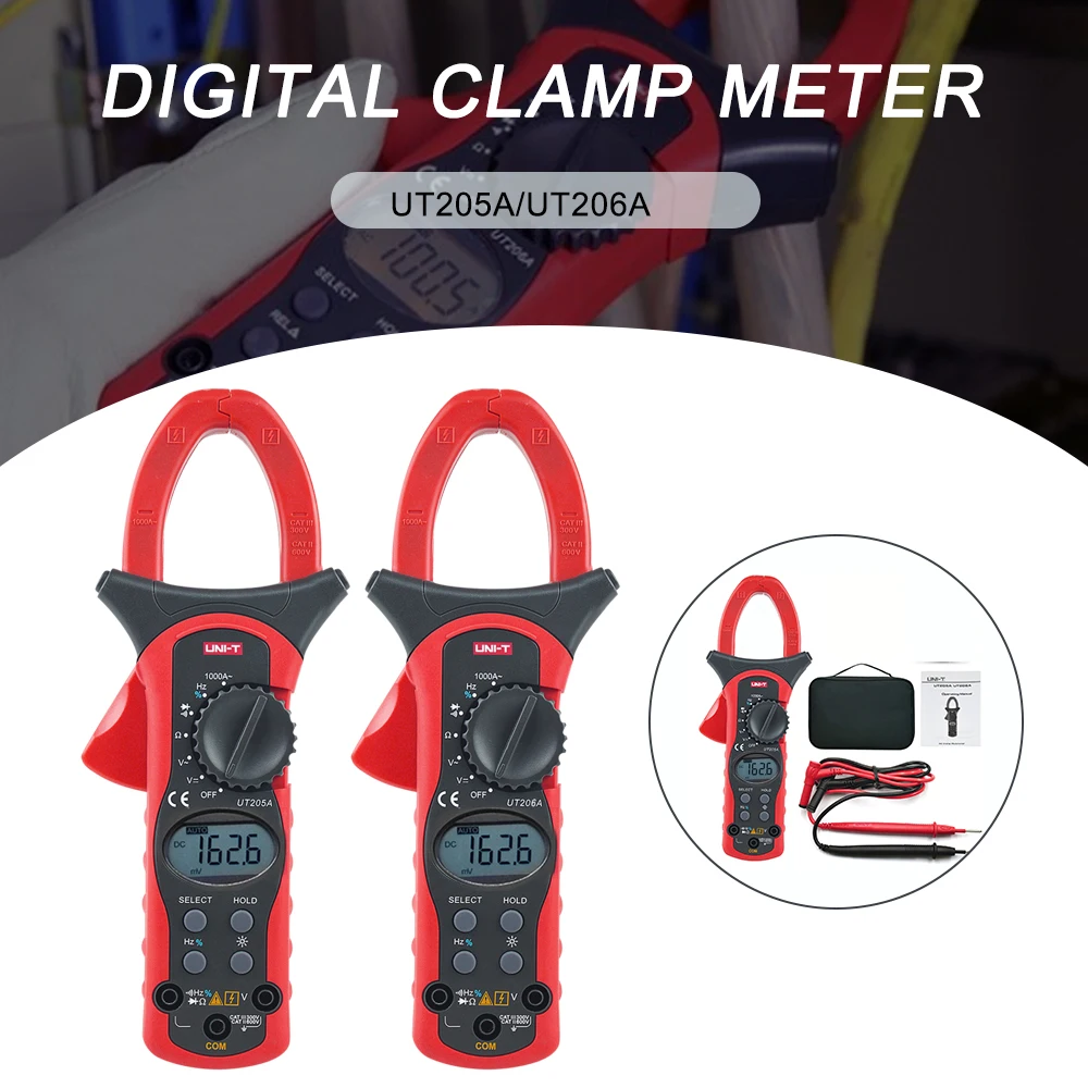 UT205A UT206A Digital Clamp Meter AC/DC Current Voltage Auto Range VFC Capacitance Non Contact Multimeter | Инструменты