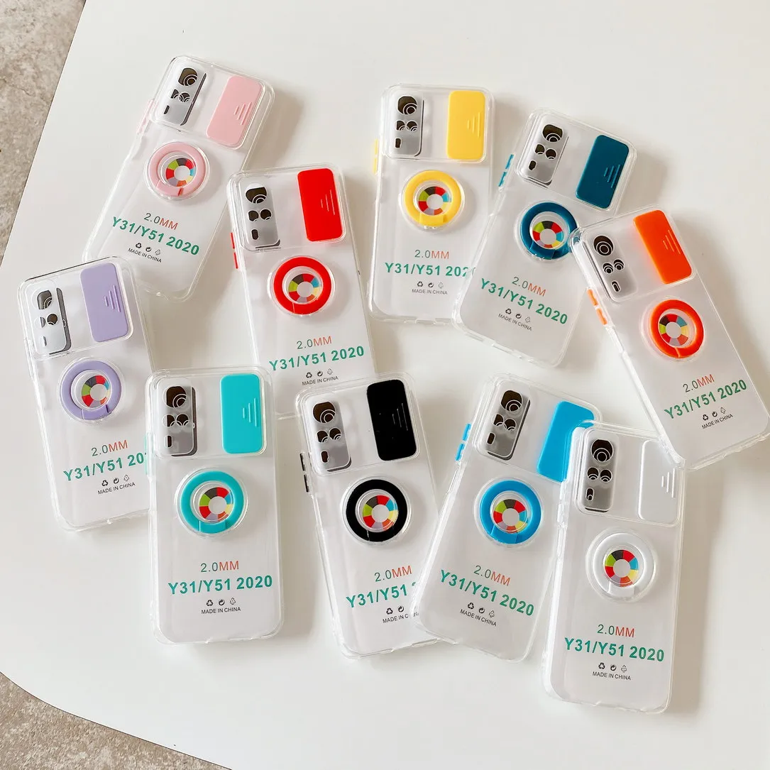 

Защитный чехол слайд для камеры VIVO Y51 2020 Y31 Y50 Y30 Y20 Y20S Y91 Y93, мягкий чехол-подставка с кольцом-держателем
