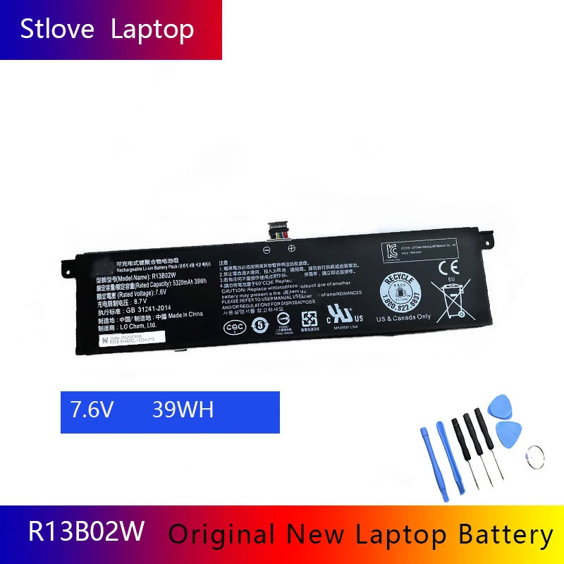 Новый аккумулятор R13B02W для ноутбука Xiaomi Mi Air 13 3 дюймов планшетный ПК 7 6 В 5230 мАч 39