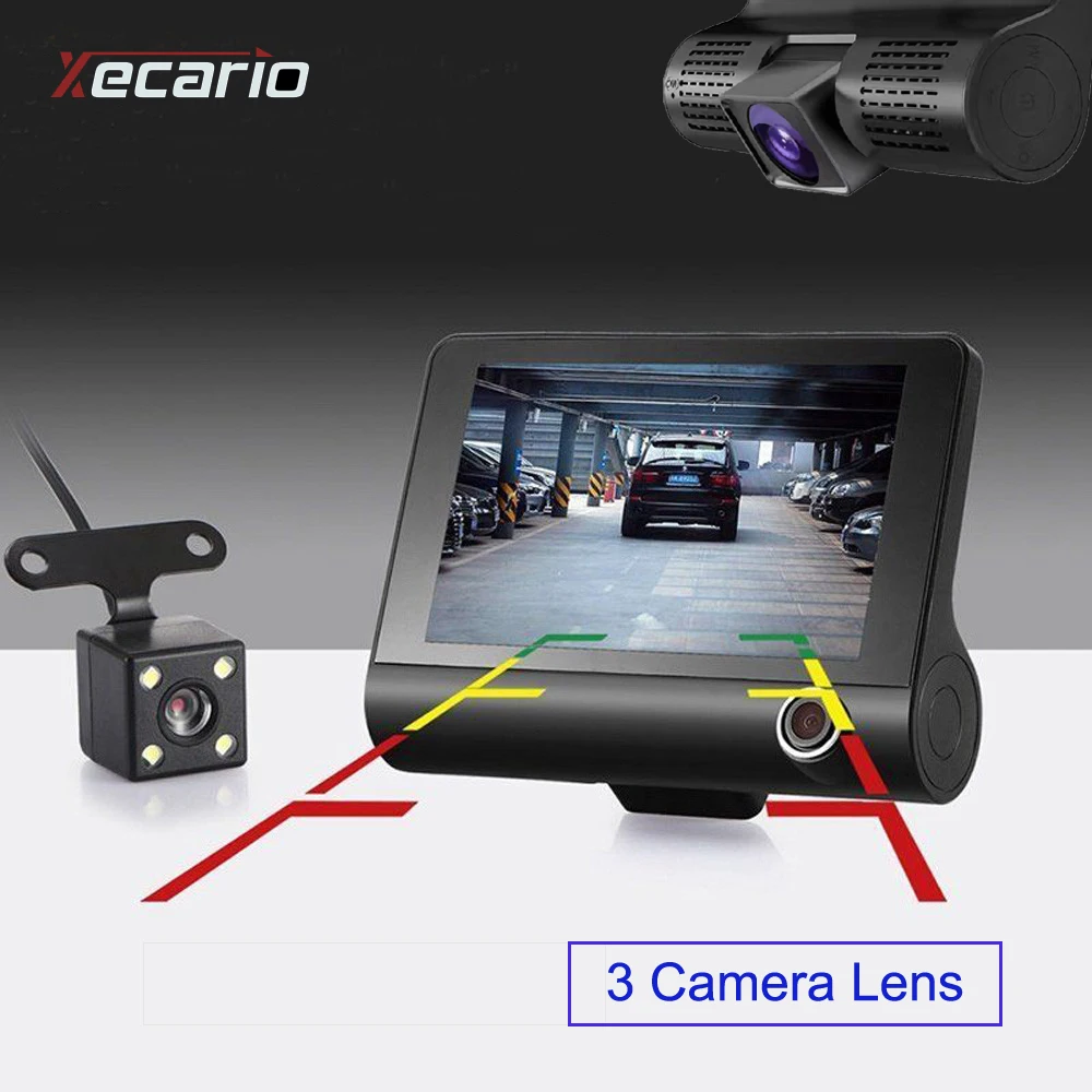 Xecario Dashcam Full HD 1080P Автомобильный видеорегистратор 3 камеры s объектив 4 0 дюймов с