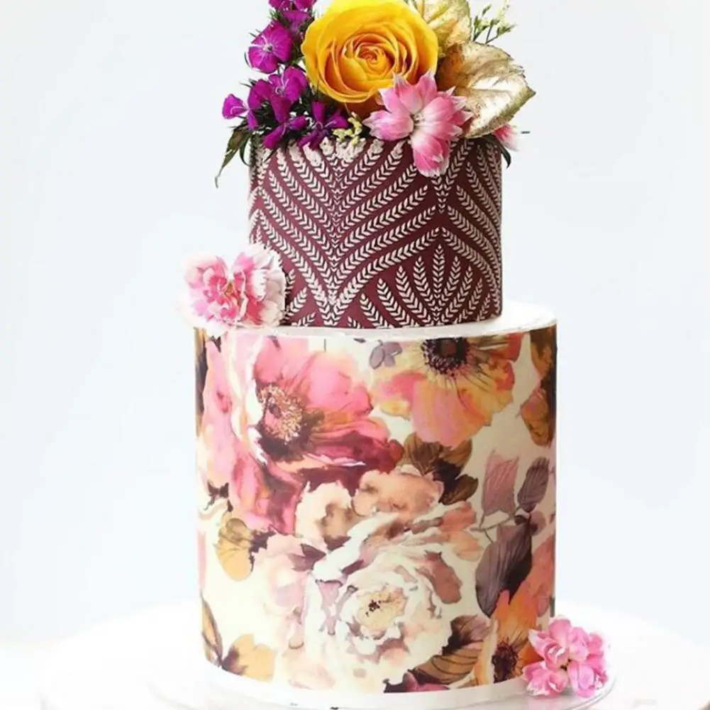 

DIY baking cake flower print template spray flower mold bread icing sieve ice sieve frame mold cake edge mold