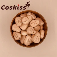 coskiss 100pcs beech wooden bow beads bpa free wooden teethers toys wooden teether wooden teething bead baby teether