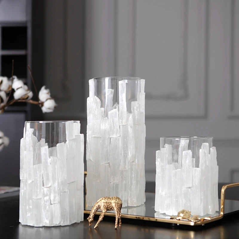 Стеклянная ваза для цветов Современная мозаичная белая осколок кристалла
