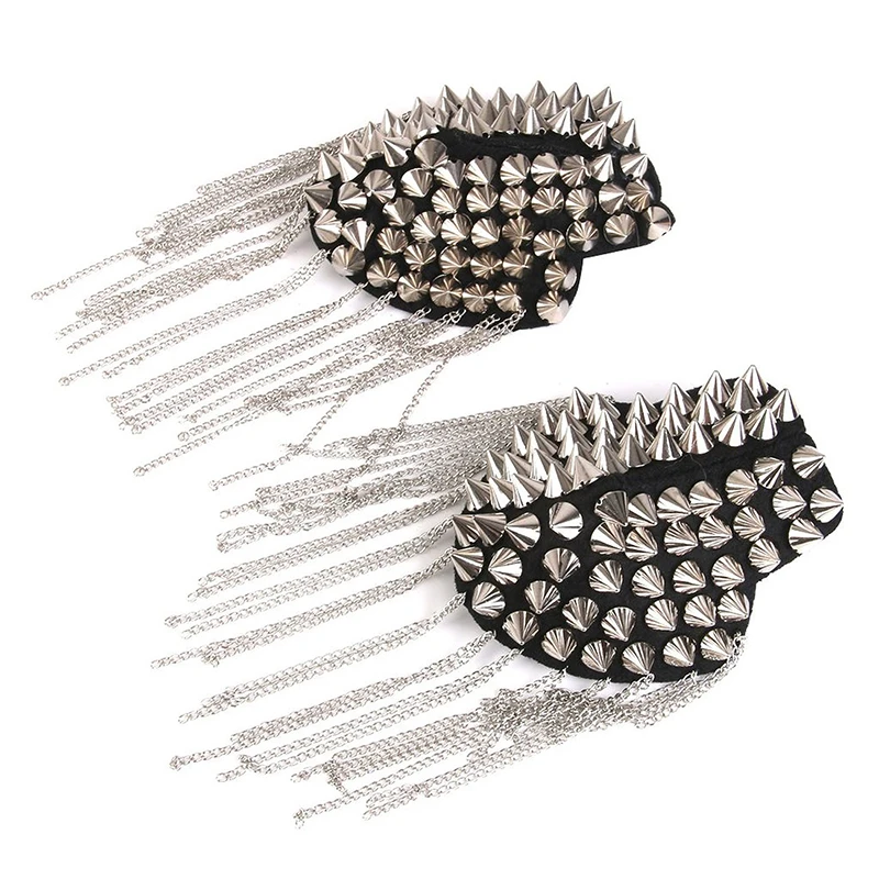 1 пара панк юбка серебряное ожерелье с заклепками и кисточками значок на