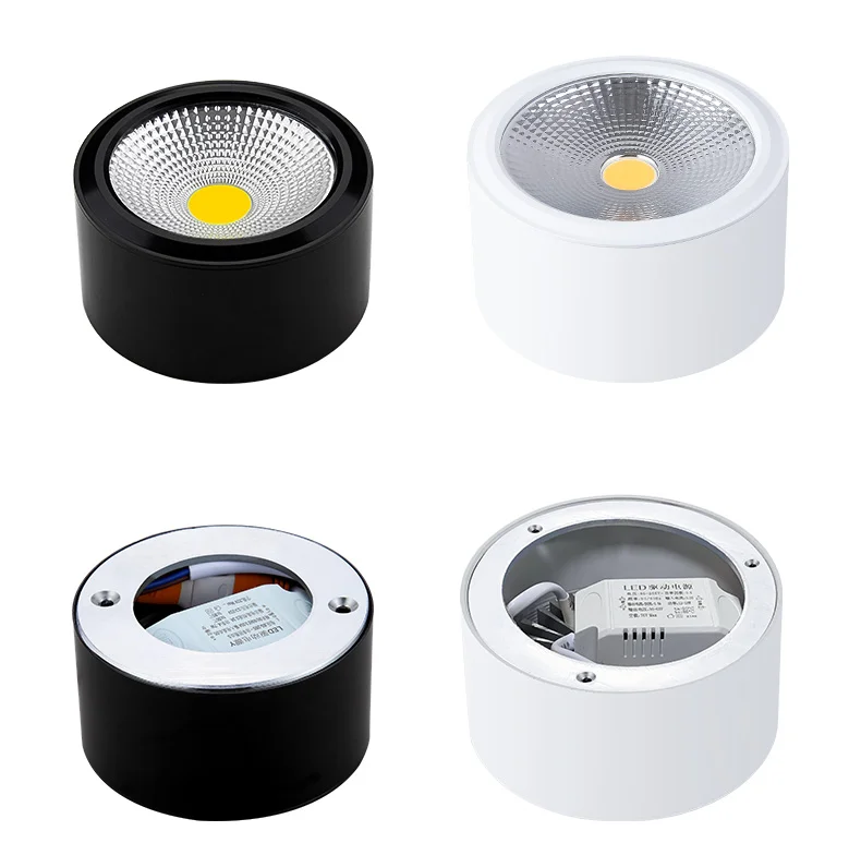 1 Uds de alta calidad LED montado de superficie COB regulable Downlights AC85-265V w 7w 9w 12w 15w 18w LED lámpara de punto para techo luces downlight