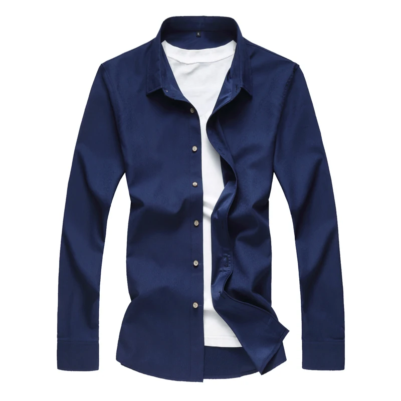 

Autumn Pure Color Mens Shirt Long Sleeve Single-Breasted Shirts Large Size 7xl high quality Shirt Men 2021 New camisa masculina