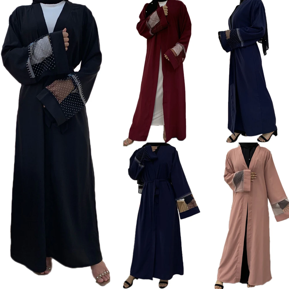 Мусульманское женское кимоно абайя, стразы, джилбаб, турецкое платье-кафтан, длинное платье макси, мусульманская одежда, коктейльное платье...