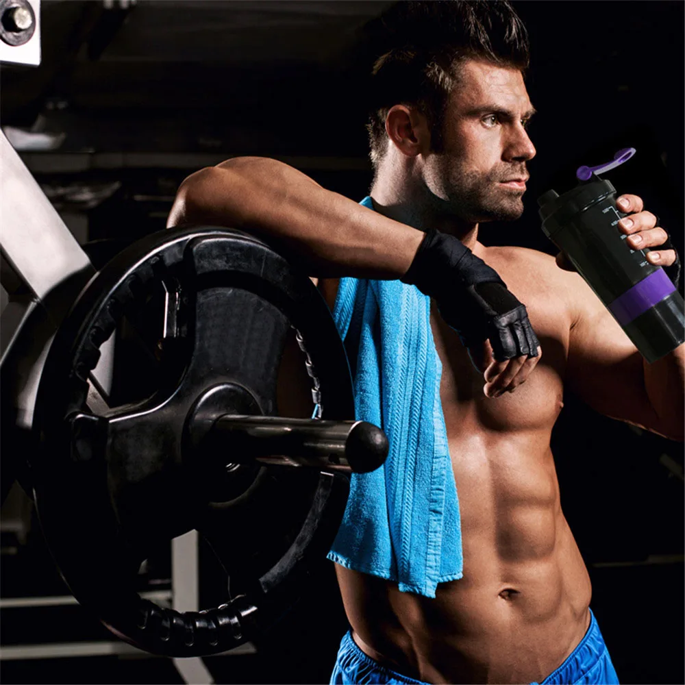 

Protein Powder Shaker Bottle Sports Fitness Mixing Whey Protein Water Bottle With Three-layer Portable Gym Powerful Leakproof