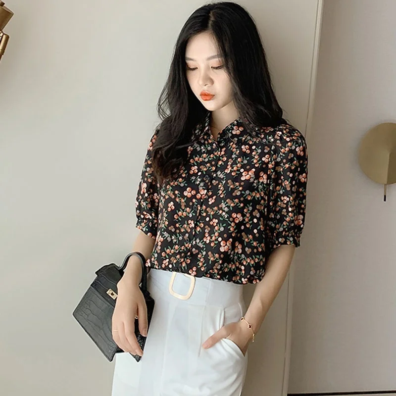 Летние женские рубашки Повседневная рубашка 2020 блузки модные цветочные