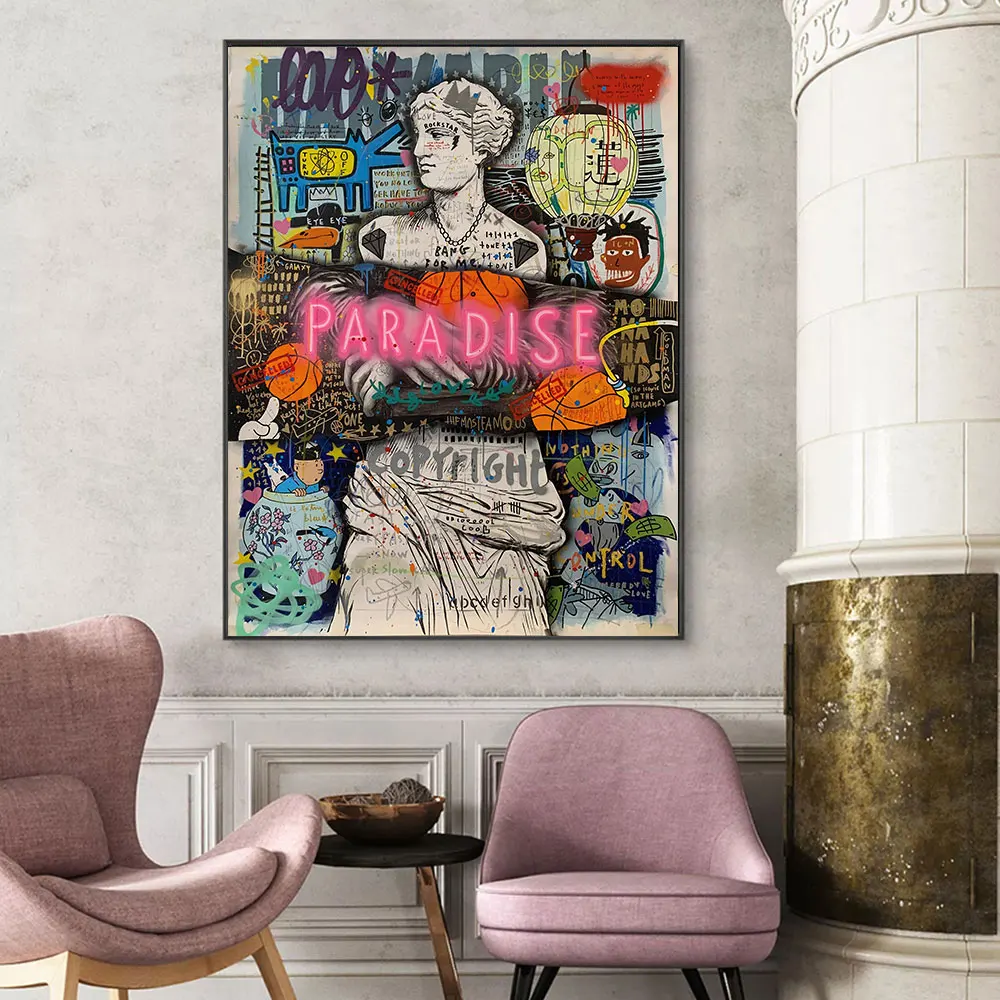 

Modern Abstract Street Graffiti Paradise Pop Art Poster Canvas Painting Print On Wall Picture For Living Kids Room Home Decor