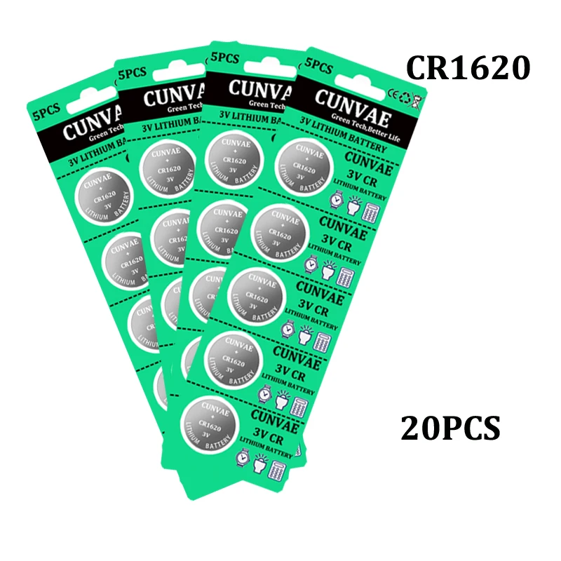 

20PCS CR1620 CR 1620 3V Lithium Batteries Button Cell Coin ECR1620 LM1620 DL1620 BR1620 KCR1620 5009LC Battery For Toy Car Key