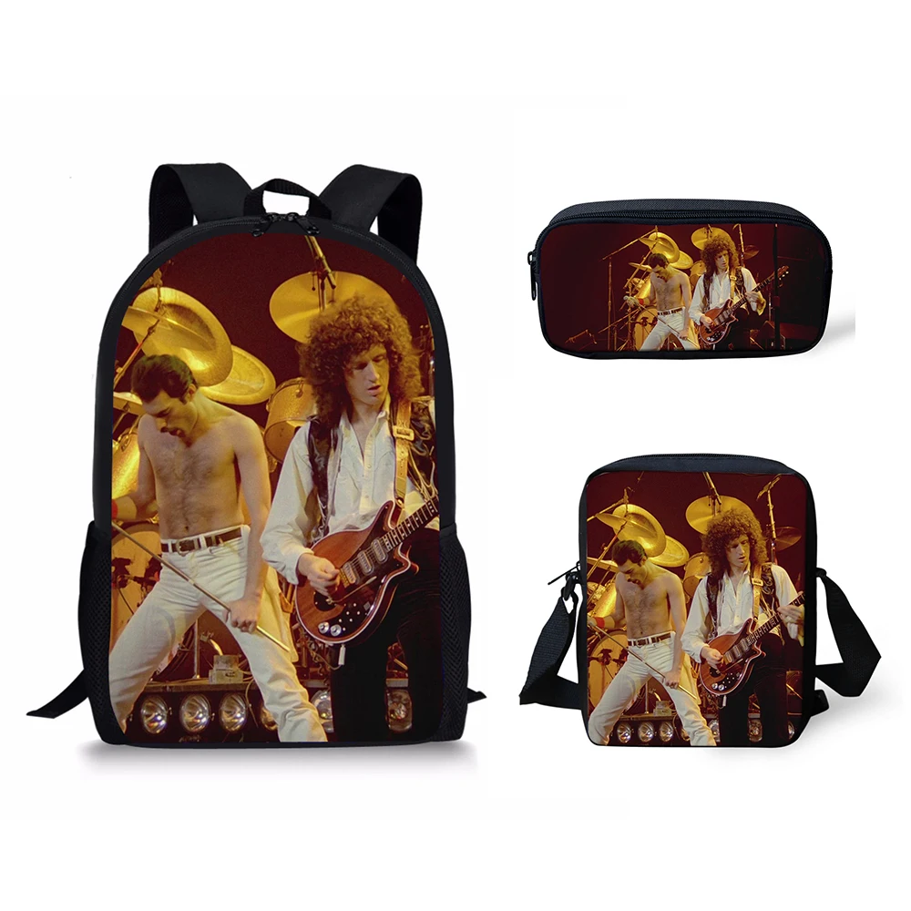 HaoYun 3Pcs/set Students Bookbag Queen Band Bohemian Rhapsody Printing Kids Custom Children School Bags Large Shoulder Backpack