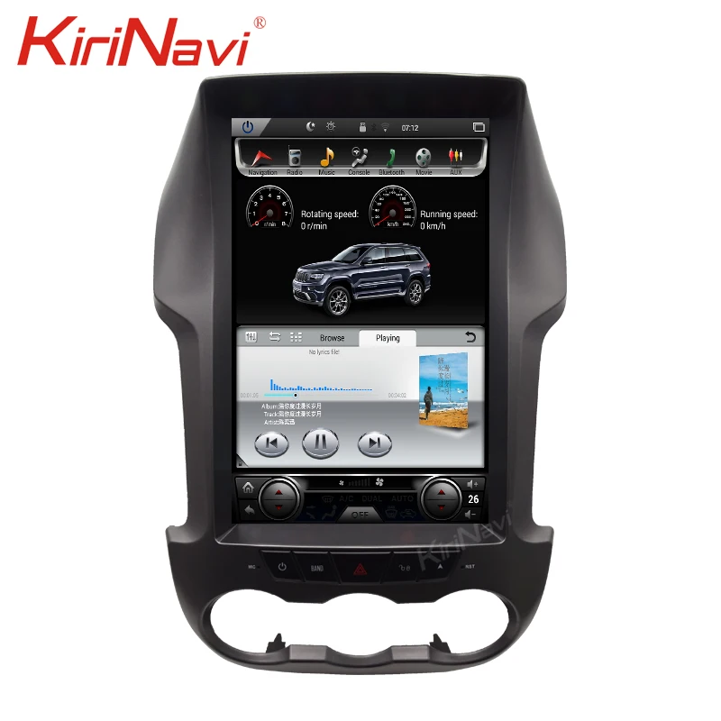 KiriNavi Telsa стиль вертикальный экран 12,1 ''2 Din Android 8,1 Автомагнитола для Ford Ranger автомобильный мультимедийный dvd-плеер 2012- wifi