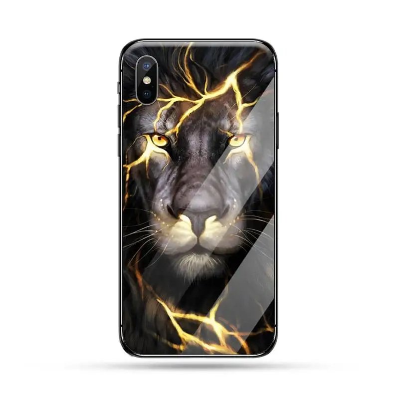 

lion animal King of the Prairie funda coque cover Phone Case Tempered glass For iphone 5C 6 6S 7 8 plus X XS XR 11 PRO MAX