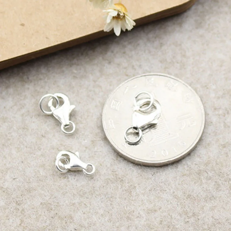 2pcs Genuine Real Solid 925 Sterling Silver Spring Lobster Clasps Hooks Claw With 2 Close Rings Jewelry Making Findings Buckle | Украшения
